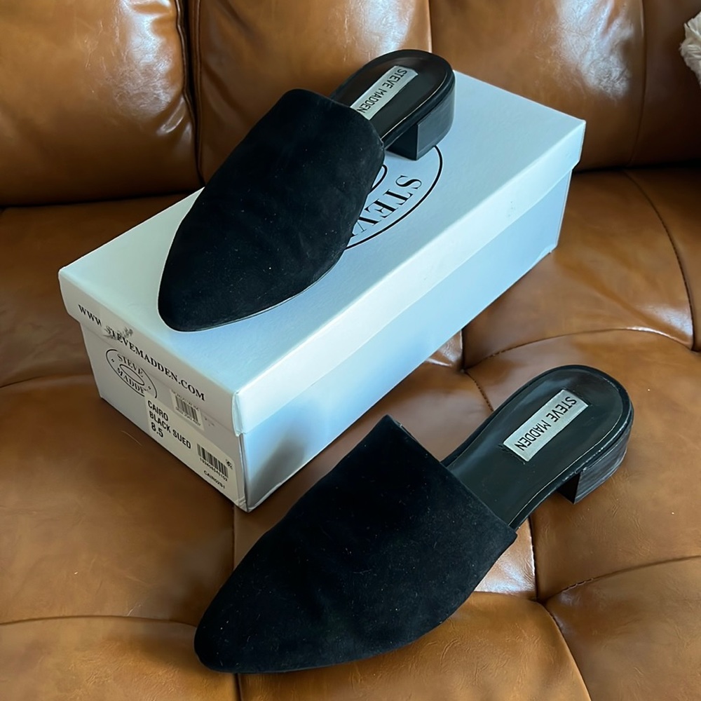 Steve Madden Cairo Black Suede slides